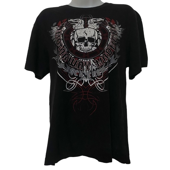 Vintage Motorcycle Race Crew Skull Shirt - Picture 1 of 4